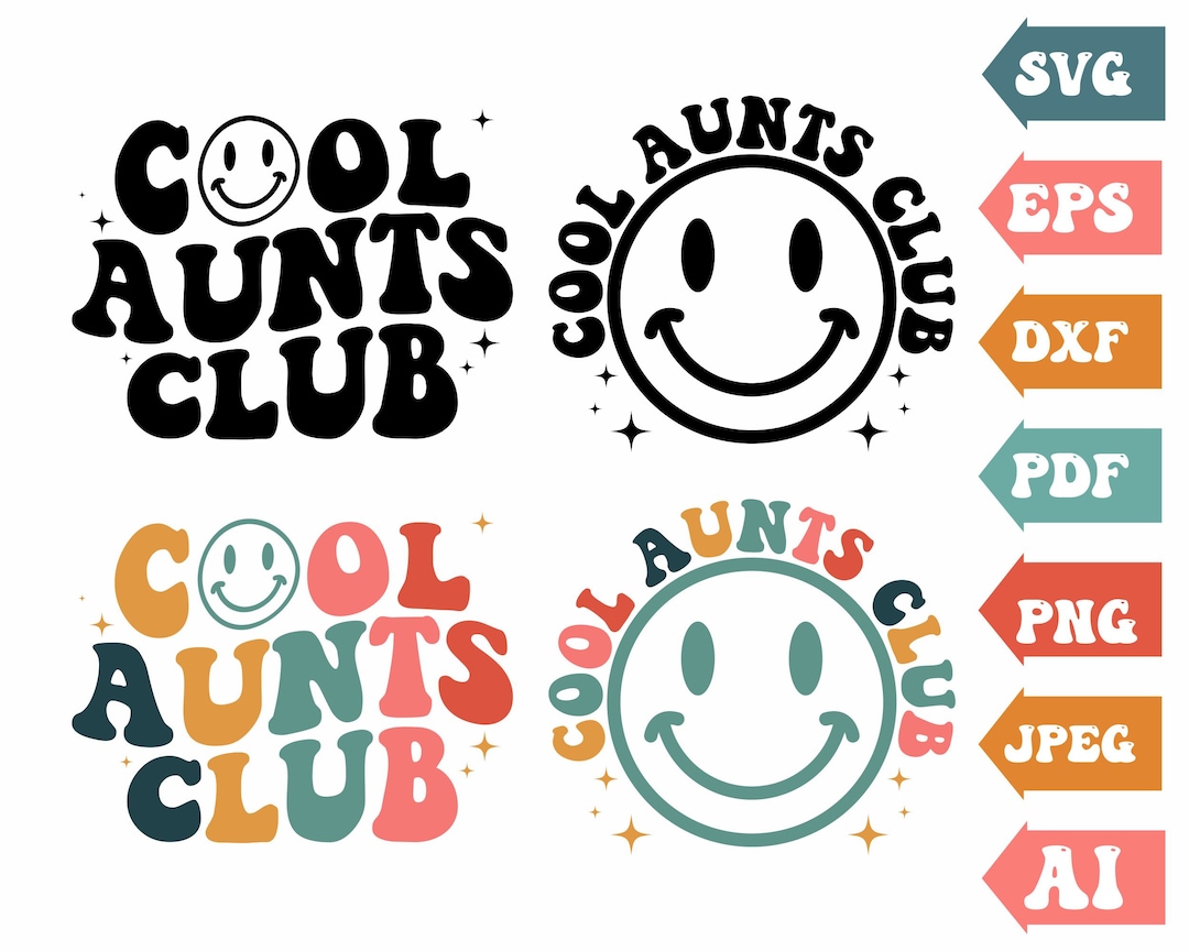 Cool Aunts Club Svg Wavy Svg Wavy Text Retro Svg Cool - Etsy