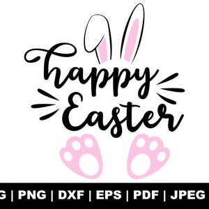 Buona Pasqua Svg, orecchie da coniglio pasquale Svg, Pasqua retrò Svg, regalo per lei, clipart di Pasqua, design a sublimazione, file di taglio Cricut, Silhouette