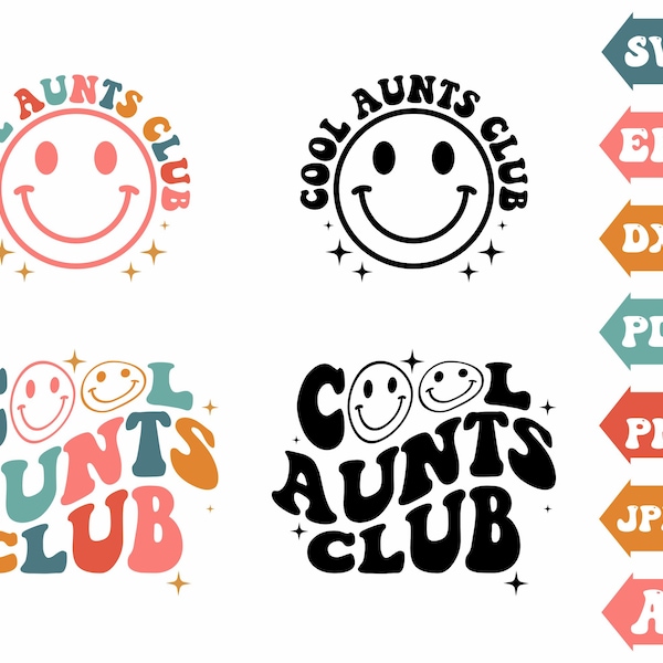 Cool Aunts Club Svg, Aunts Svg, Cool Aunts Club Png, Wavy Svg, Aunts Life Svg, Aunts Shirt Svg, Cool Aunts Club Clipart, Svg Cut File Cricut