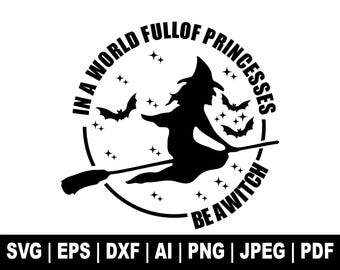 Halloween Witch Svg, Witch Svg, Halloween Svg, Witch Princess Svg, Gift For Her, Cricut,, Clipart, Witch Cut File Cricut, Instant Download