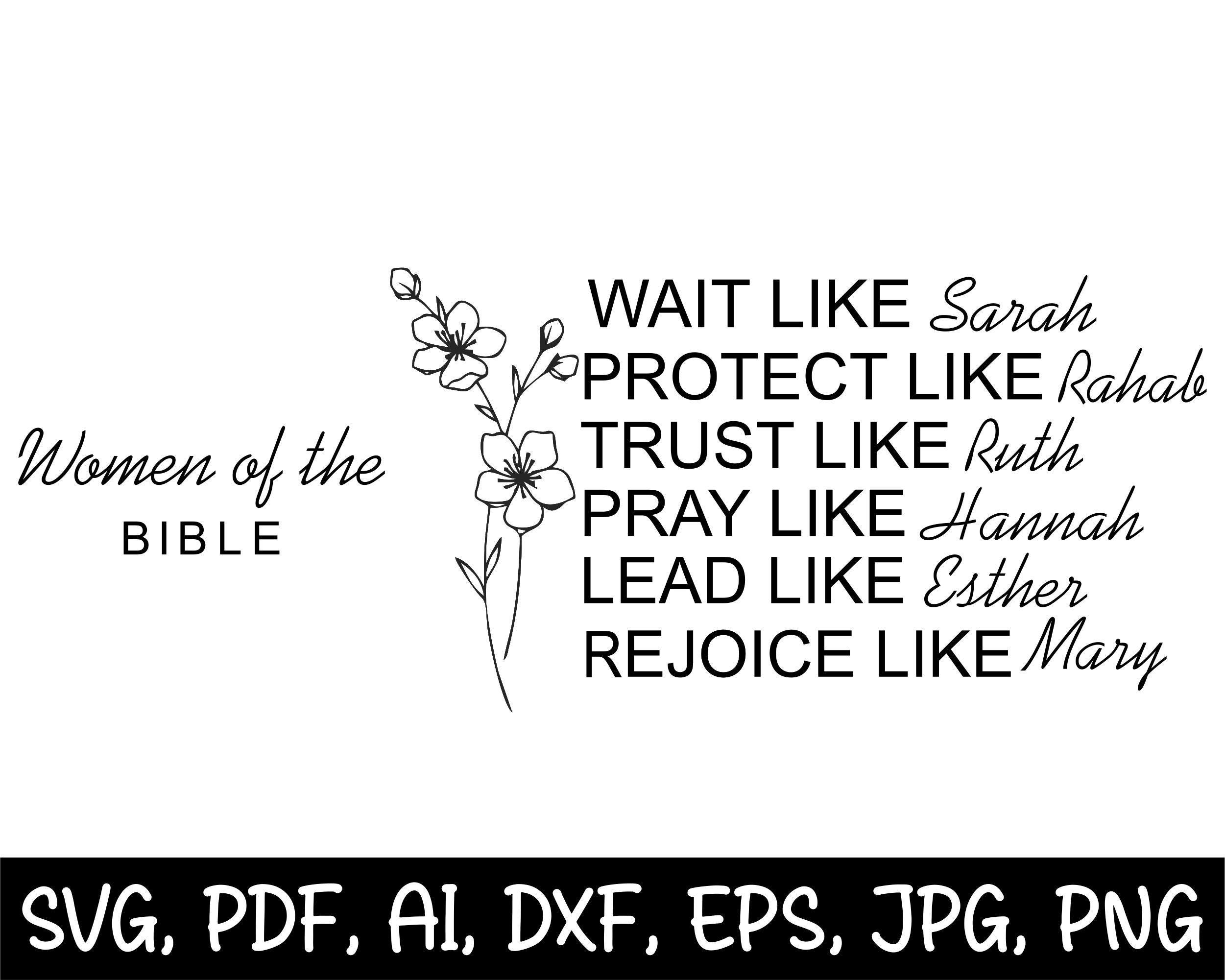 Women of the Bible SVG: Boho Christian Floral Quotes (Digital Download), image size:2501x2001