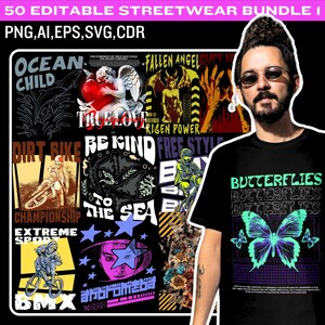 Editable Streetwear Graphics Bundle: Biker & Urban Designs (Digital Download)
