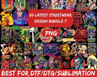 50 Urban Streetwear T-Shirt Designs: Pop Culture Graphics (AI & PNG)