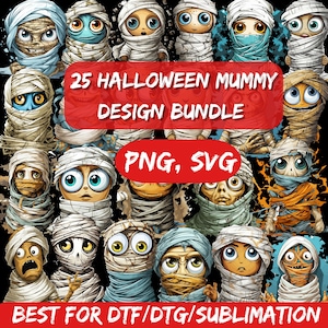 25 Halloween Mummy Png | Boo Svg | Mummy Clipart | Halloween Png | Digital Download | Halloween Sublimation | Spooky Vibes Png