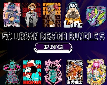 50 Urban Streetwear T-Shirt Designs: Hip Hop Graphics (PNG)