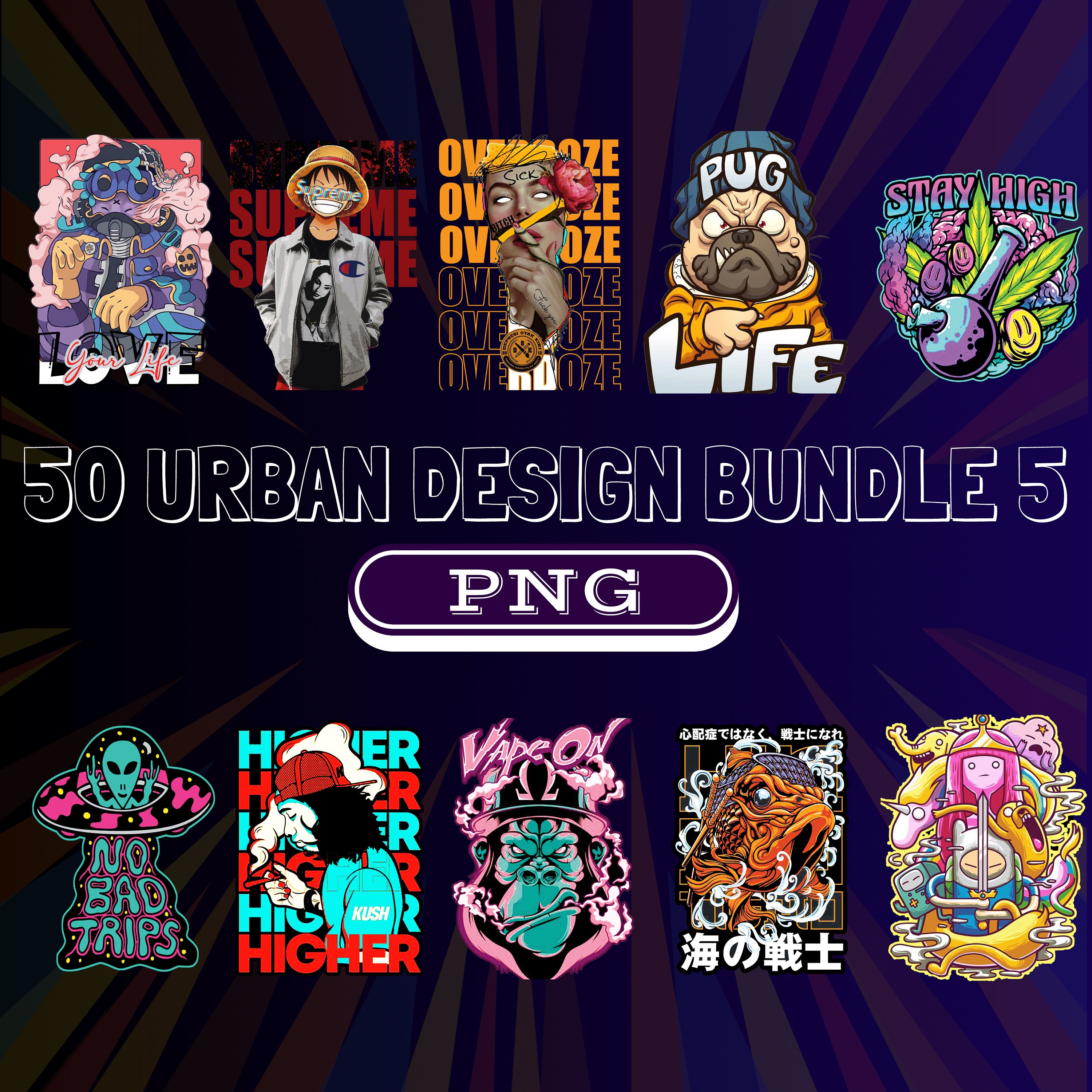 50 Urban Bundle 5 | Quirky Design | Urban Shirt Designs