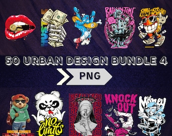 Urban Streetwear T-Shirt Designs: Pop Culture Graphics Bundle (Digital)