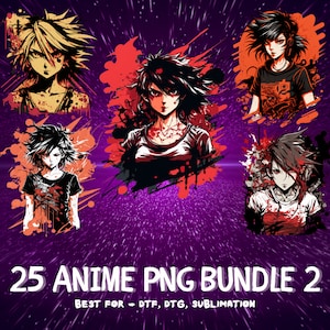25 Anime Png Bundle 2 | Anime Layered Svg | Ready For (Dtg) Direct To Garment  | Png Hd | Instant Download | Anime Bundle | Sublimation