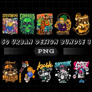 50 Urban Bundle 3 | Biker Design | Urban Shirt Designs | Digital | Urban Streetwear | Grafik-Shirt | Popkultur | T-Shirt Motiv