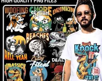 Urban Streetwear T-Shirt Designs: Pop Culture Graphics Bundle (PNG Digital Download)