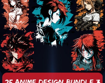 Anime PNG Bundle: 25 HD Manga Cut Files (DTF)