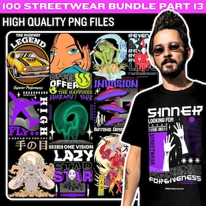 Urban Streetwear T-Shirt Designs Bundle (Digital Download)