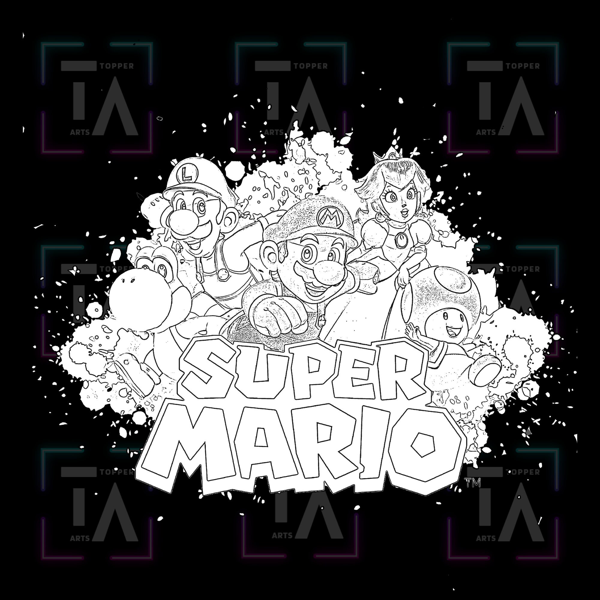 Super Mario Coloring Page PNG Super Mario Clipart Etsy Ireland
