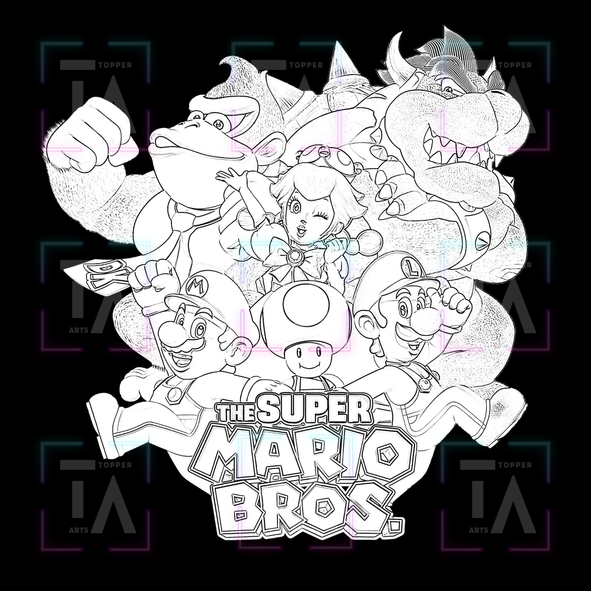 Super Mario Coloring Page PNG Super Mario Clipart Etsy Ireland