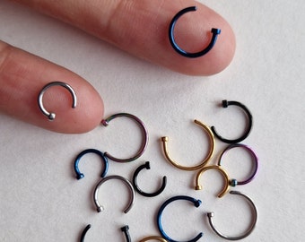 Surgical Steel Nose Ring Fake Nose Rings Hoop Lip Nose Rings Small Thin Body Face Piercing 6mm 8mm 10mm Ring Helix Tragus Daith Lobe Ear