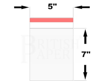 May include: Clear plastic bag with a red top seal. The bag measures 5 inches wide by 7 inches tall.