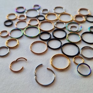 Clicker Surgical Steel Nose Ring Septum Hinge Ear Helix Tragus Lip Ring Piercing Hoop 6mm 8mm 10mm 12mm Silver Gold Black Segment Face Hoop