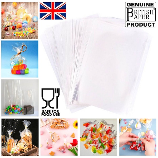 Clear Cellophane Sweet Gift Party Bags Cello Display Bags Candy Cookies Cake Pop Lollipop Kids Treat Small Medium Large 4x6 5x7 No Seal Bags