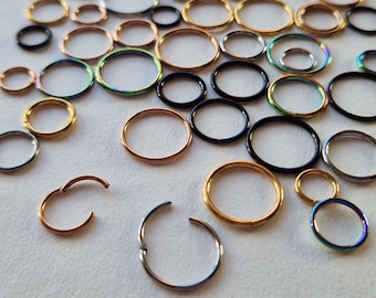 Surgical Steel Clicker Ring: Septum, Helix, Tragus Hoop (6mm-12mm)