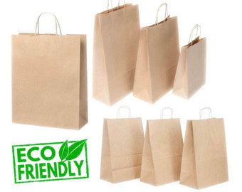 Brown Paper Bags With Handles Party Gift Sweet Sos Carrier Twist Handle Paper Bags 10 50 100 1000 Small Large Paper Bags Packaging for Gifts