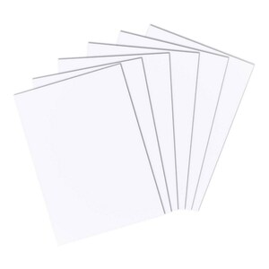 May include: A stack of eight white cardstock sheets, ideal for crafting, scrapbooking, or paper projects.