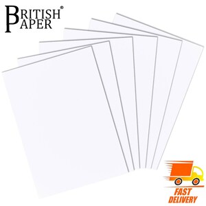 May include: A pack of eight white sheets of paper, stacked and fanned out, with the brand name "BRITISH PAPER" printed in black at the top.