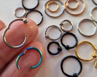 Surgical Steel Clicker Ring: Hinged Nose, Ear, Lip Piercing
