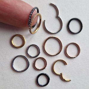 CZ Clicker Rings Stainless Steel Seamless Hinged Segment Septum Conch Helix Cartilage Nose Ring Piercing Earring Hoop Rook Daith Lobe Tragus