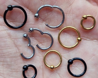 Surgical Steel Ball Clicker Ring: Hinged Segment Hoop