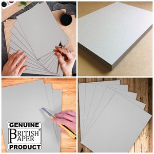 Thick Cardboard for Handmade Book Binding. 4 Sheets of 2mm Thick Card.  Greyboard. Box Making, Craft Supplies for Artists and Makers 