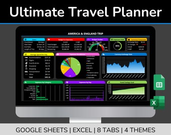 Ultimate Travel Planner, Google Sheets Travel Planner, Excel Travel Planner, Packing List, Travel Itinerary, Travel Planner Spreadsheet