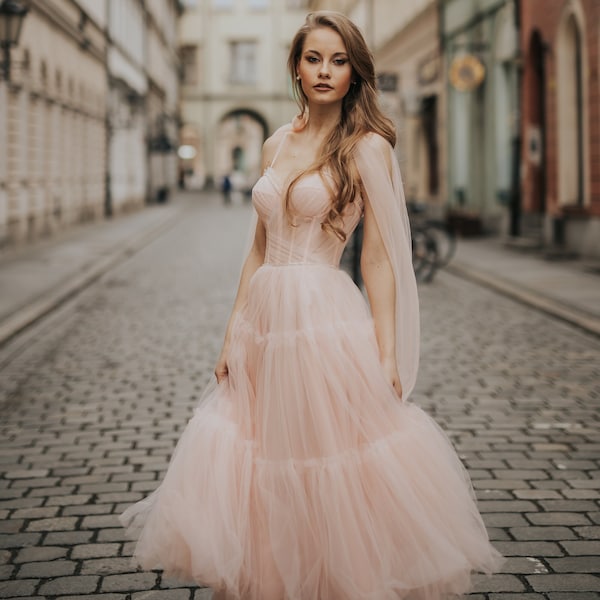 Blush Slit Evening Gown main image 1
