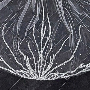Stunning Cathedral Veil with Crystal and Bead Embellishments, Luxurious Chapel Veil with Sequin Detail, beaded wedding veils, veil crystals