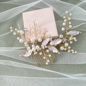 Pearl Hair Comb Wedding Hairstyle Bridal Hair Accessories Bridal Hair Accessory Gold Flower Comb Rose Gold Wedding Hair Comb