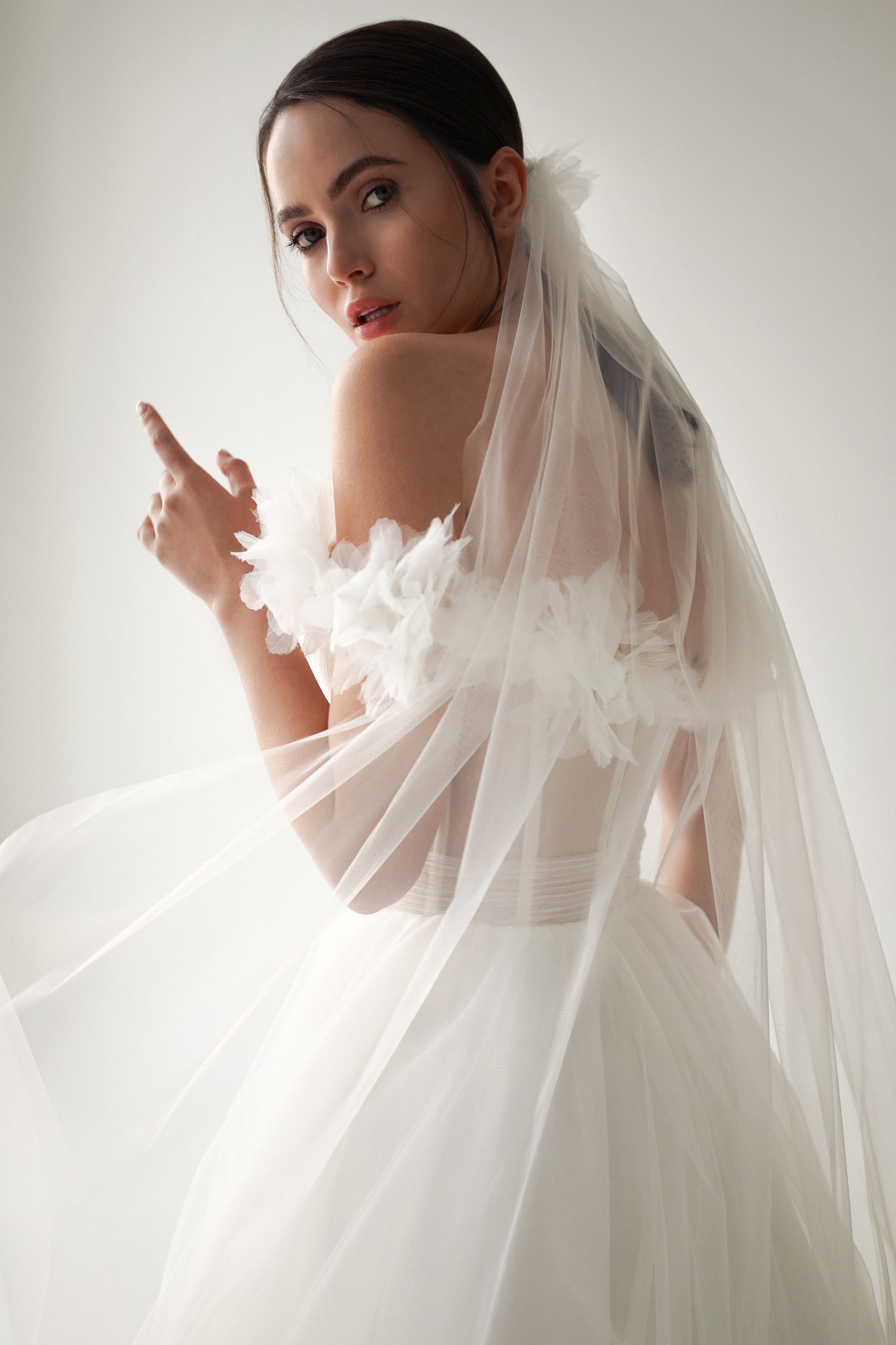 White Off The Shoulder Tulle Wedding Guest Dress