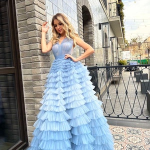 Elegantes Tüll-Ballkleid mit Rüschen - Korsett-Abendkleid für Abschlussball, Graduierung, Brautjungfer. Bridgerton Kleid, Puffy Kleid, Fluffy Kleid