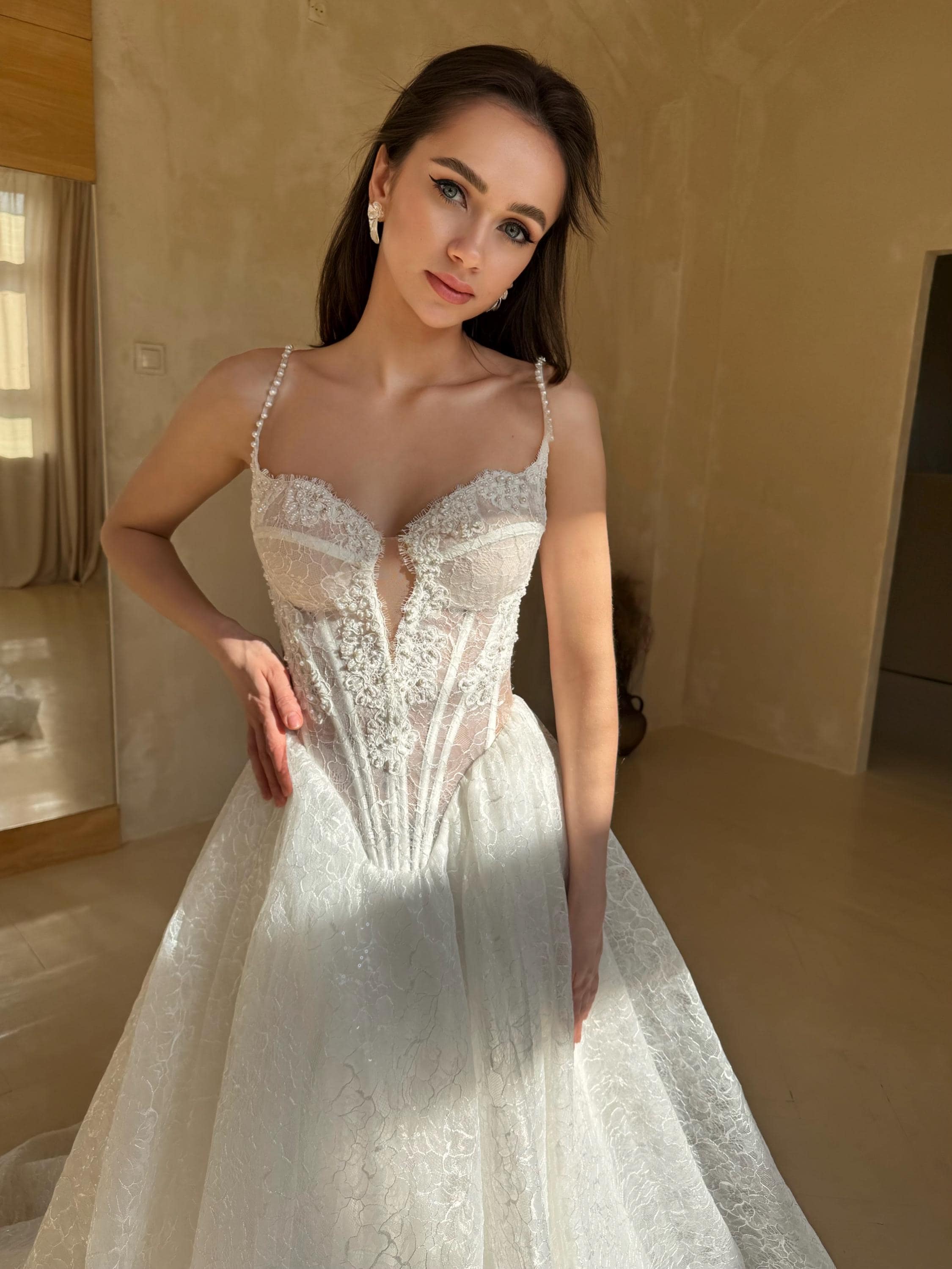 Elegant Off-Shoulder white Bridal Gown with Delicate Lace, Timeless column Wedding Dress with Corset Back and Long lace Sleeves a-line dress