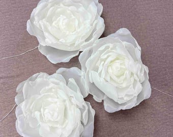 Handmade Organza Peony Flowers Bridal Applique, Sew on Patch for Veils and Dresses, 3D Flower Applique Flowers for Wedding Decorations 1 pc