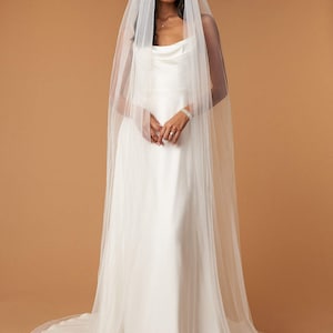 Velo de novia sencillo personalizado, velo catedral, velo transparente, velo de novia, velo liso, velo marfil, velo clásico, velo hasta el suelo, velo de tul suave