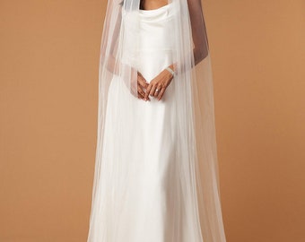 Custom Simple Wedding veil, cathedral veil, sheer veil, bridal veil, plain veil, ivory veil, classic veil, floor length veil soft tulle veil