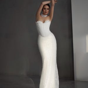 Chic Pearl-encrusted Corset Bridal Gown, Elegant Mermaid Wedding Dress ...