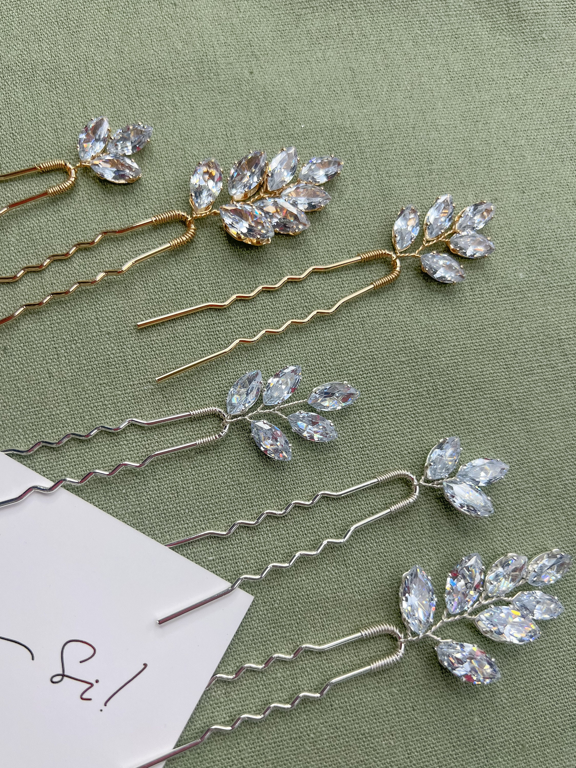 Brides & Hairpins NEW Sahara crystal leaf bendable hair clip Dazzling crystal branch bridal hair clips - Crystal layered  main image 2