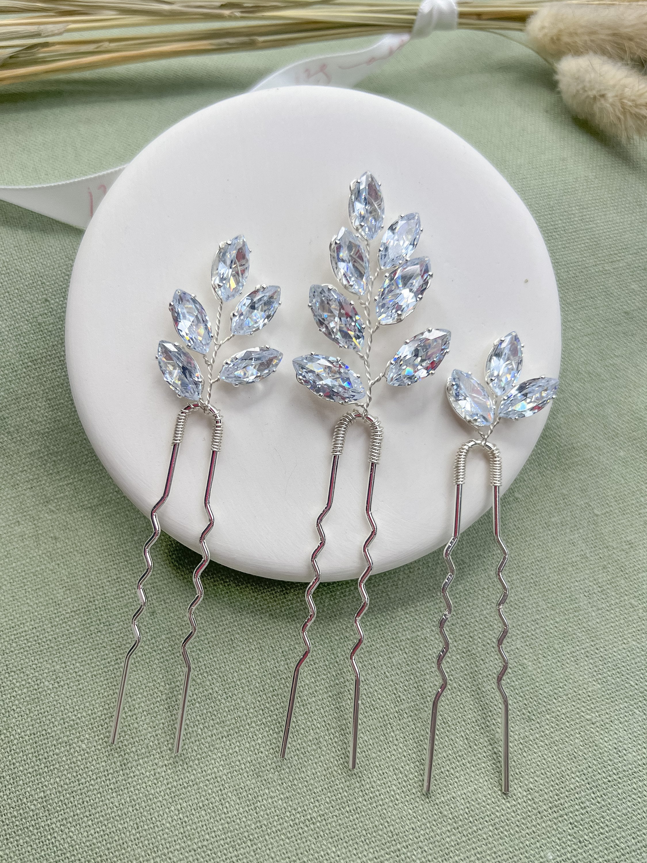 Brides & Hairpins NEW Sahara crystal leaf bendable hair clip Dazzling crystal branch bridal hair clips - Crystal layered  main image 4