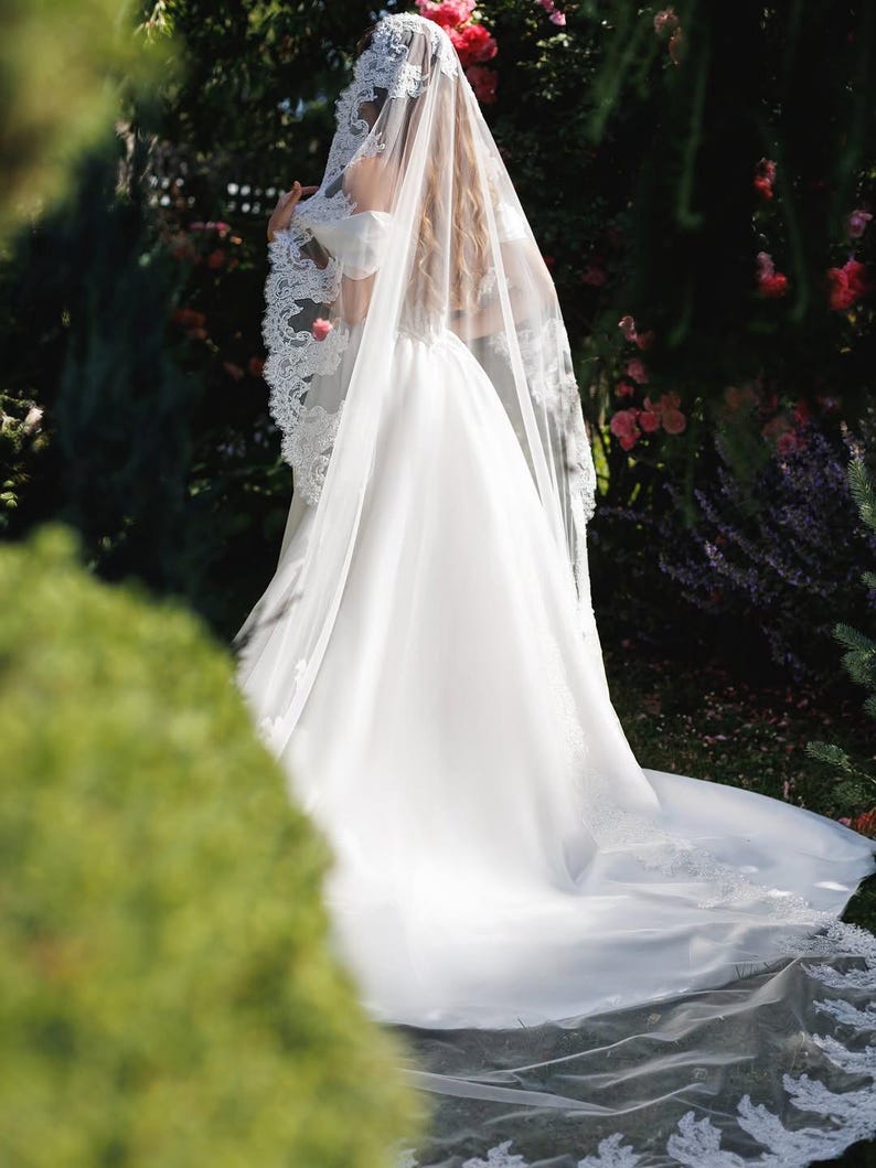 Voile de mariée cathédrale style mantille vintage à franges