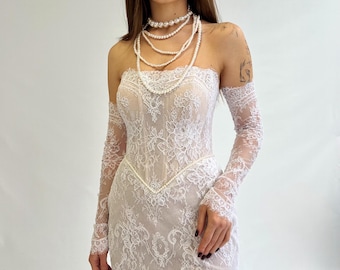Manches amovibles en dentelle chantilly romantique avec poignets évasés | Accessoire pour robe de mariée | Manches épaules dénudées pour robes de mariée