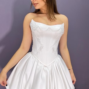 Lace Boned Wedding Corset Victorian Style Corset Top with Back Ties Optional Skirt for Custom Bridal Look, Rustic Vintage Corset