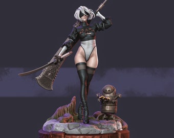 2B Nier Automata Fanart Stl, 2B Nier Figure 3D Stl File, Stl, Instantly Download stl, High Quality Stl, Anime Stl