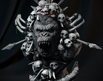Kong Bust Stl , 3D Stl File, Monkey Statue Stl, Instantly Download stl, High Quality Stl, King Kong Stl