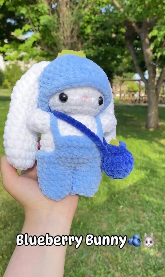 Blueberry Bunny Crochet Bunny Amigurumi Bunny Plush Bunny