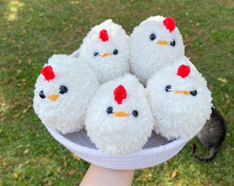 Crochet Chicken Plushie | Chubby Plush Chicken , Mabel Chicken Plush